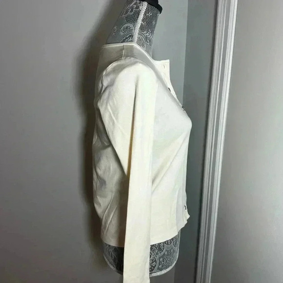 L.L. Bean Pima cotton button up cardigan top. Cream. Sz: XS. Soft. Long sleeve. - Picture 3 of 10